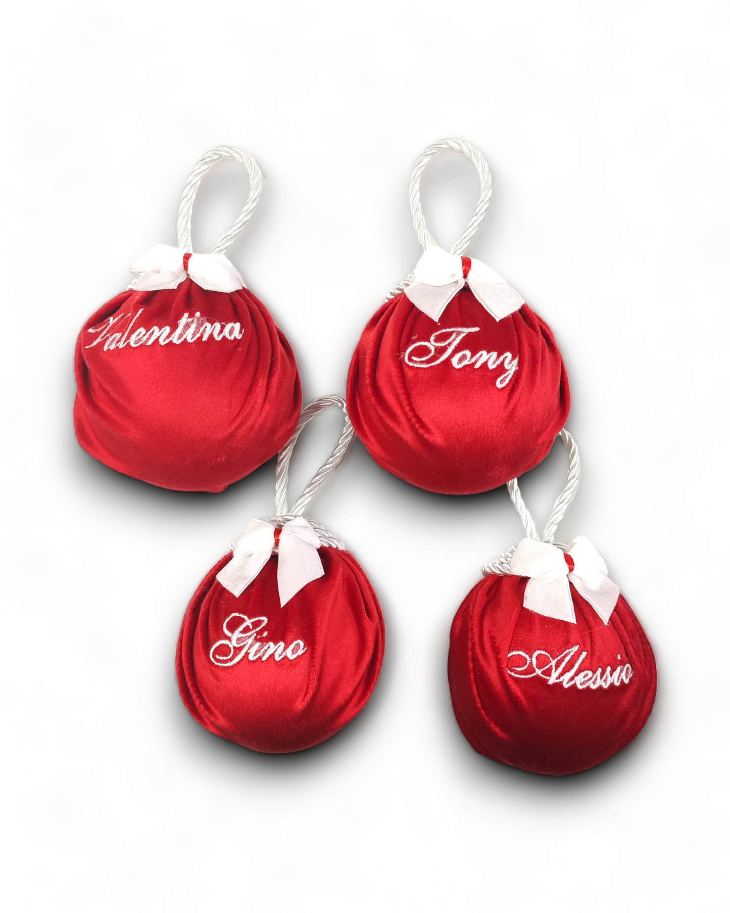 PALLINA ALBERO IN VELLUTO CON CORDONCINO E RICAMO PERSONALIZZATO