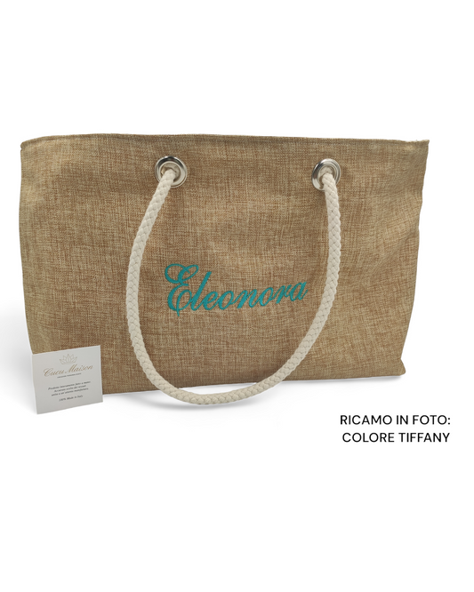 BORSA MARE IN JUTA RICAMO PERSONALIZZATO
