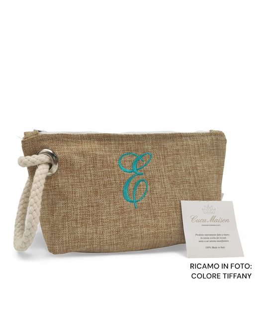 POCHETTE MARE IN JUTA RICAMO PERSONALIZZATO