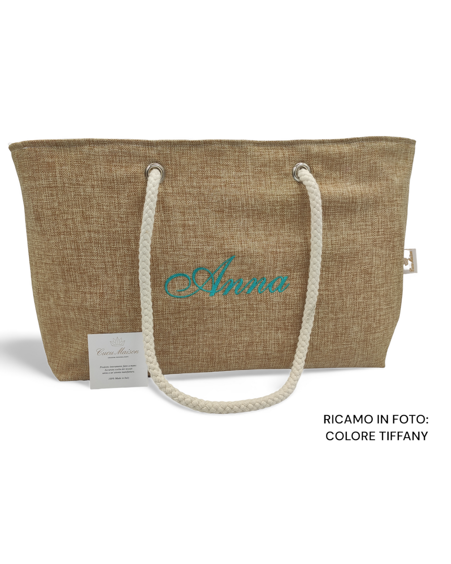 BORSA MARE IN JUTA RICAMO PERSONALIZZATO