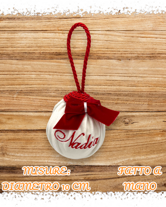 PALLINA ALBERO IN VELLUTO CON CORDONCINO E RICAMO PERSONALIZZATO