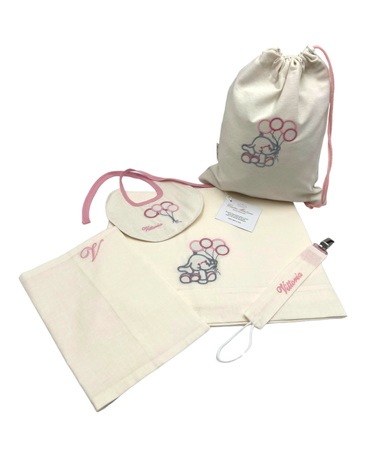 SET NASCITA BALLONS/ELEFANTINO RICAMO PERSONALIZZATO