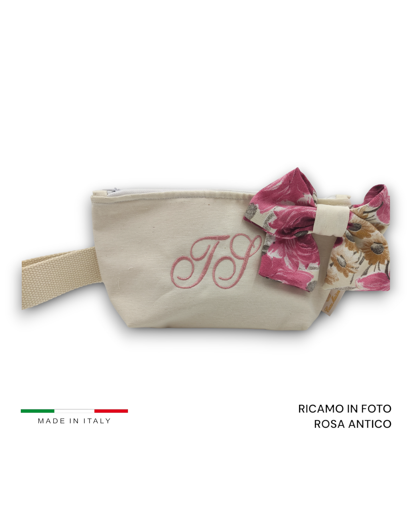 POCHETTE MARE PEONIA RICAMO PERSONALIZZATO
