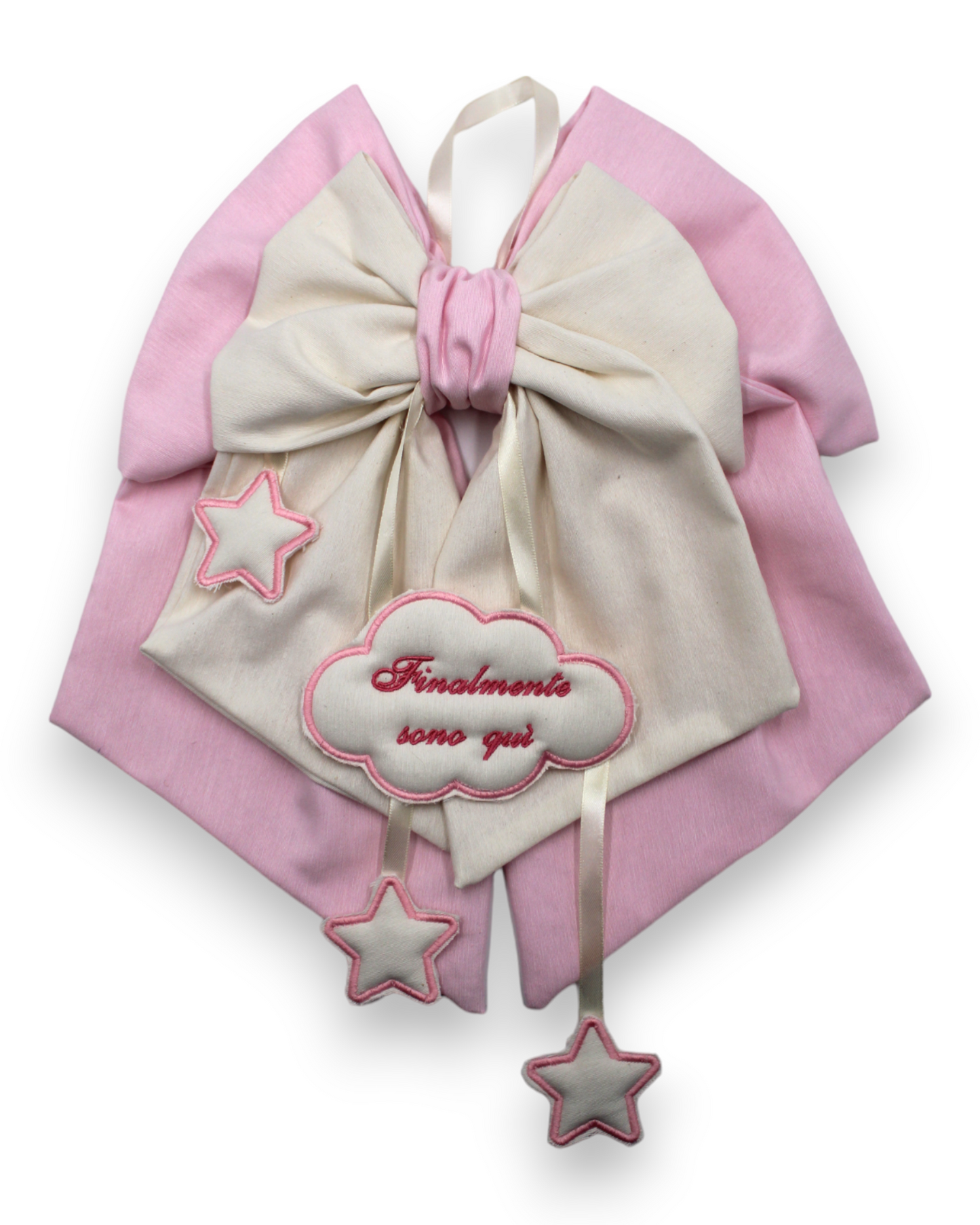 FIOCCO NASCITA STELLINE E NUVOLETTE RICAMO PERSONALIZZATO