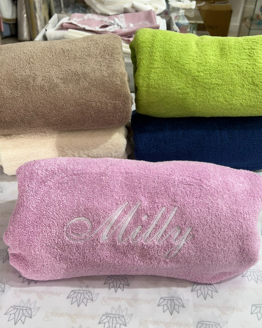 TELO MARE IN SPUGNA CON RICAMO PERSONALIZZATO