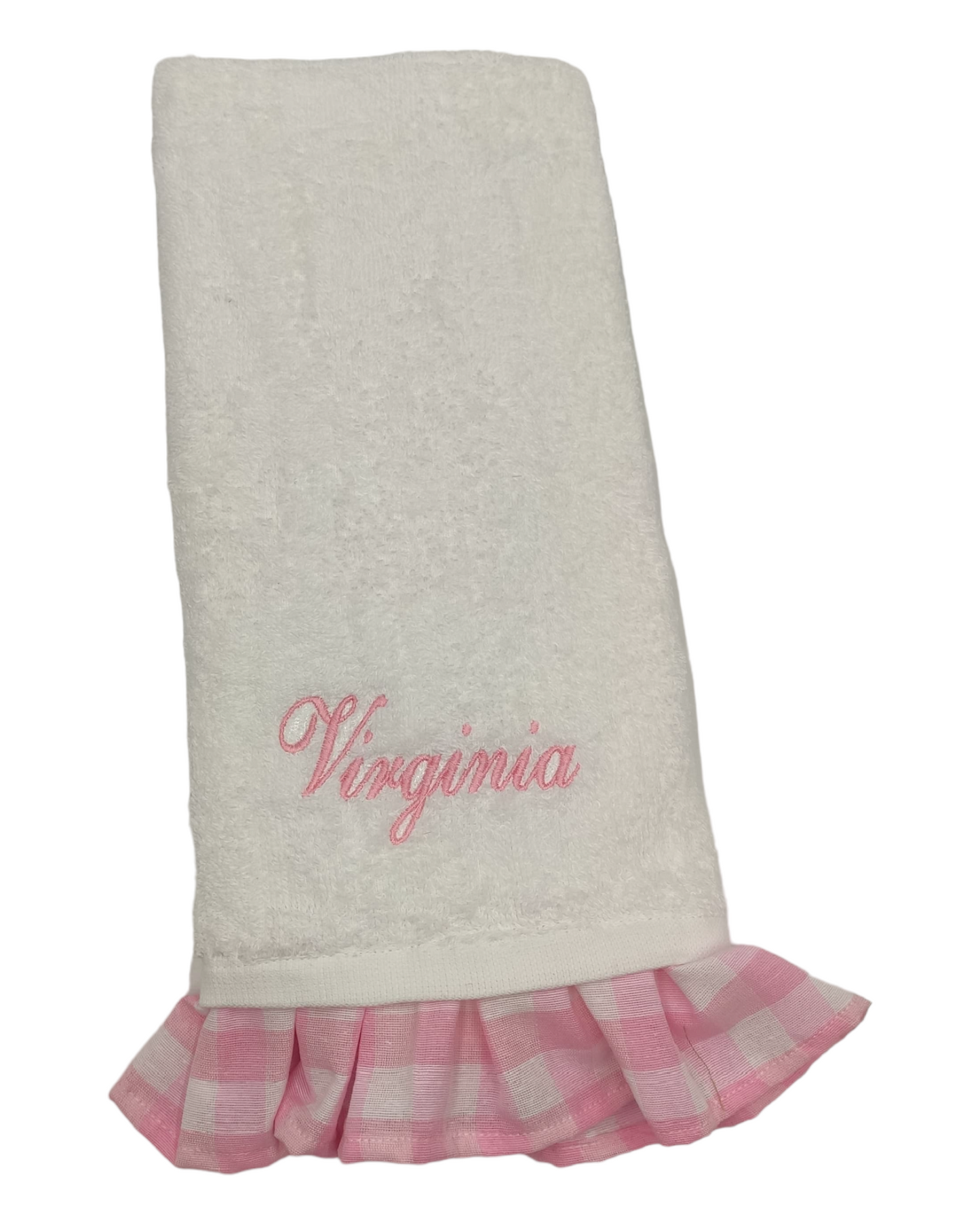 ASCIUGHINO CON BALZA QUADRETTI RICAMO PERSONALIZZATO