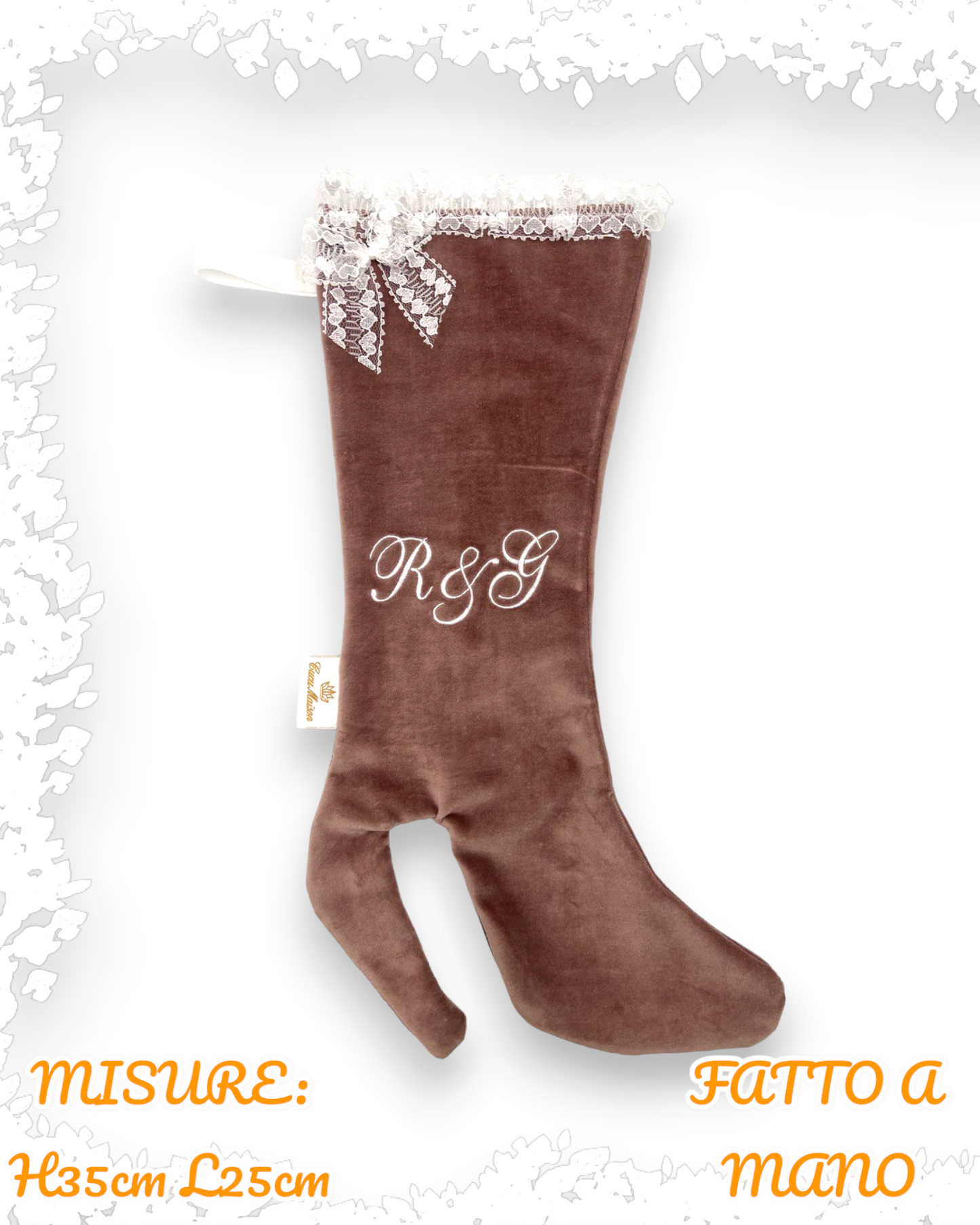 CALZA EPIFANIA A FORMA DI TACCO RICAMO PERSONALIZZATO