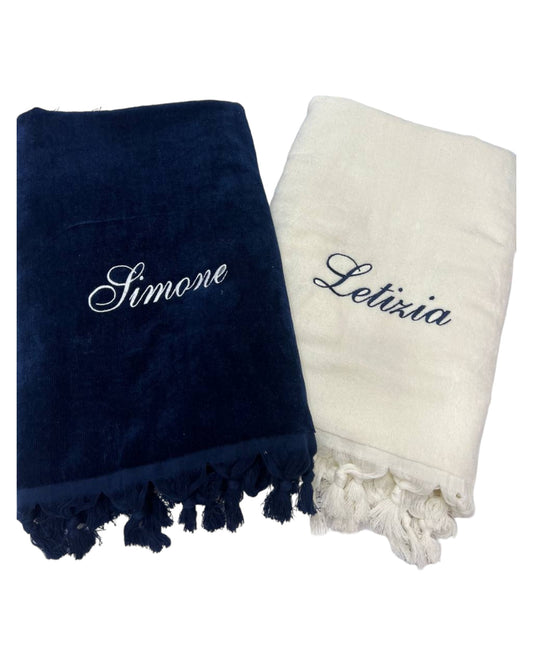 TELO MARE SPUGNA 100% COTONE RICAMO PERSONALIZZATO