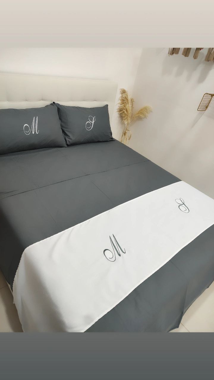 SET LENZUOLA CON FEDERE RICAMATE IN PURO COTONE