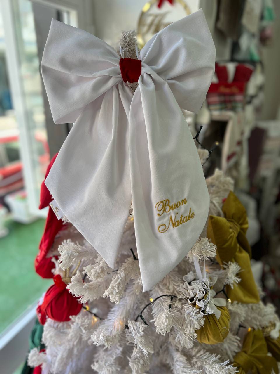 FIOCCO PUNTALE/FUORIPORTA NATALIZIO RICAMATO