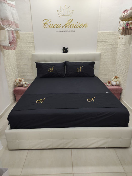 SET LENZUOLA CON FEDERE RICAMATE IN PURO COTONE