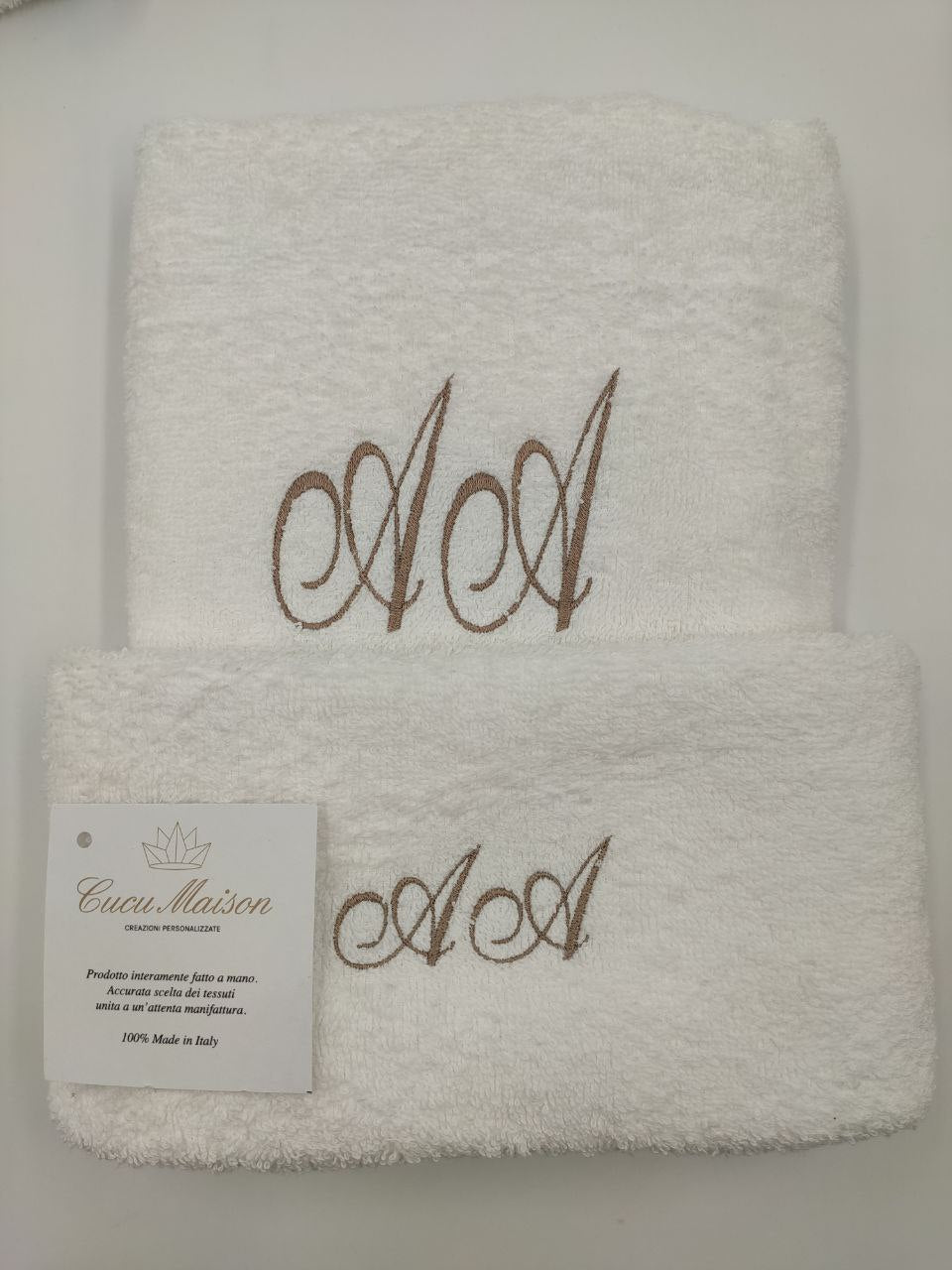 ASIUGAMANI VISO+OSPITE IN MORBIDA SPUGNA PERSONALIZZATI CON INIZIALI