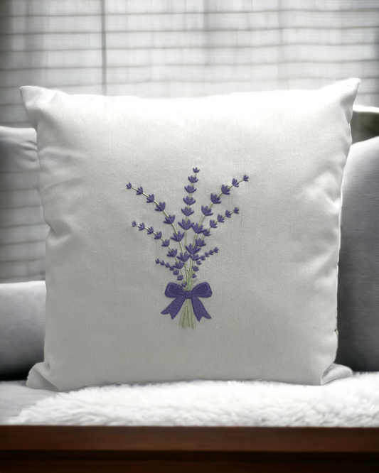 CUSCINO LAVANDA RICAMATO