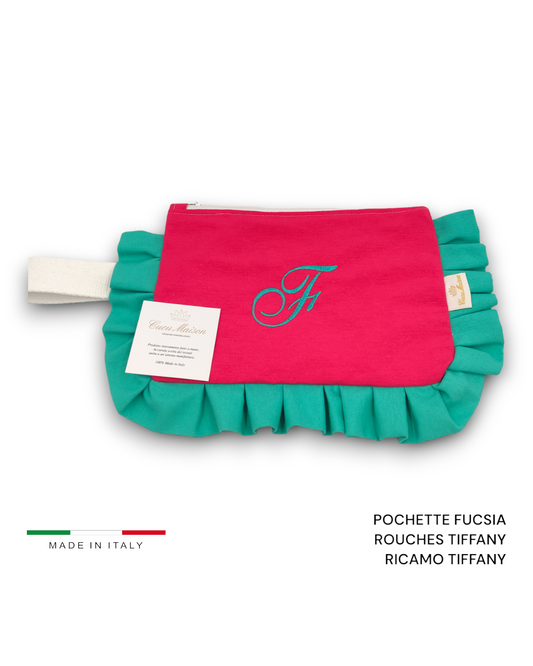 POCHETTE MARE CON ROUCHES RICAMO PERSONALIZZATO