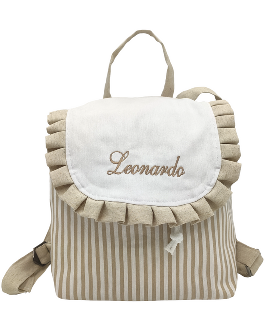 ZAINETTO A RIGHE ASILO RICAMO PERSONALIZZATO