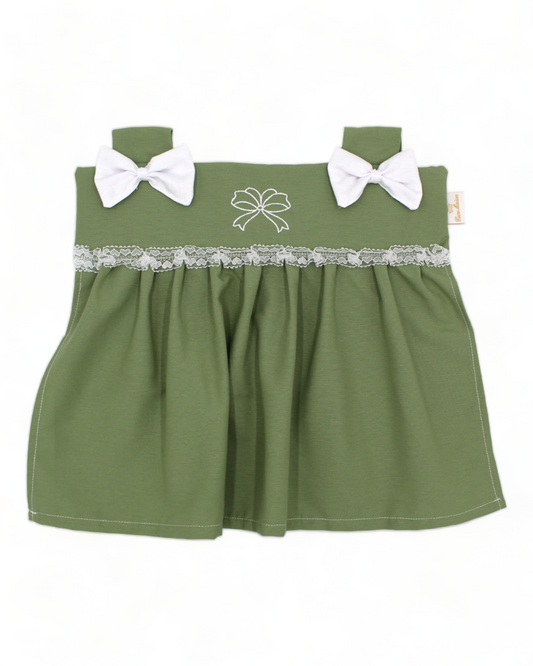 COPRIFORNO CON ROUCHES E FIOCCO RICAMATO