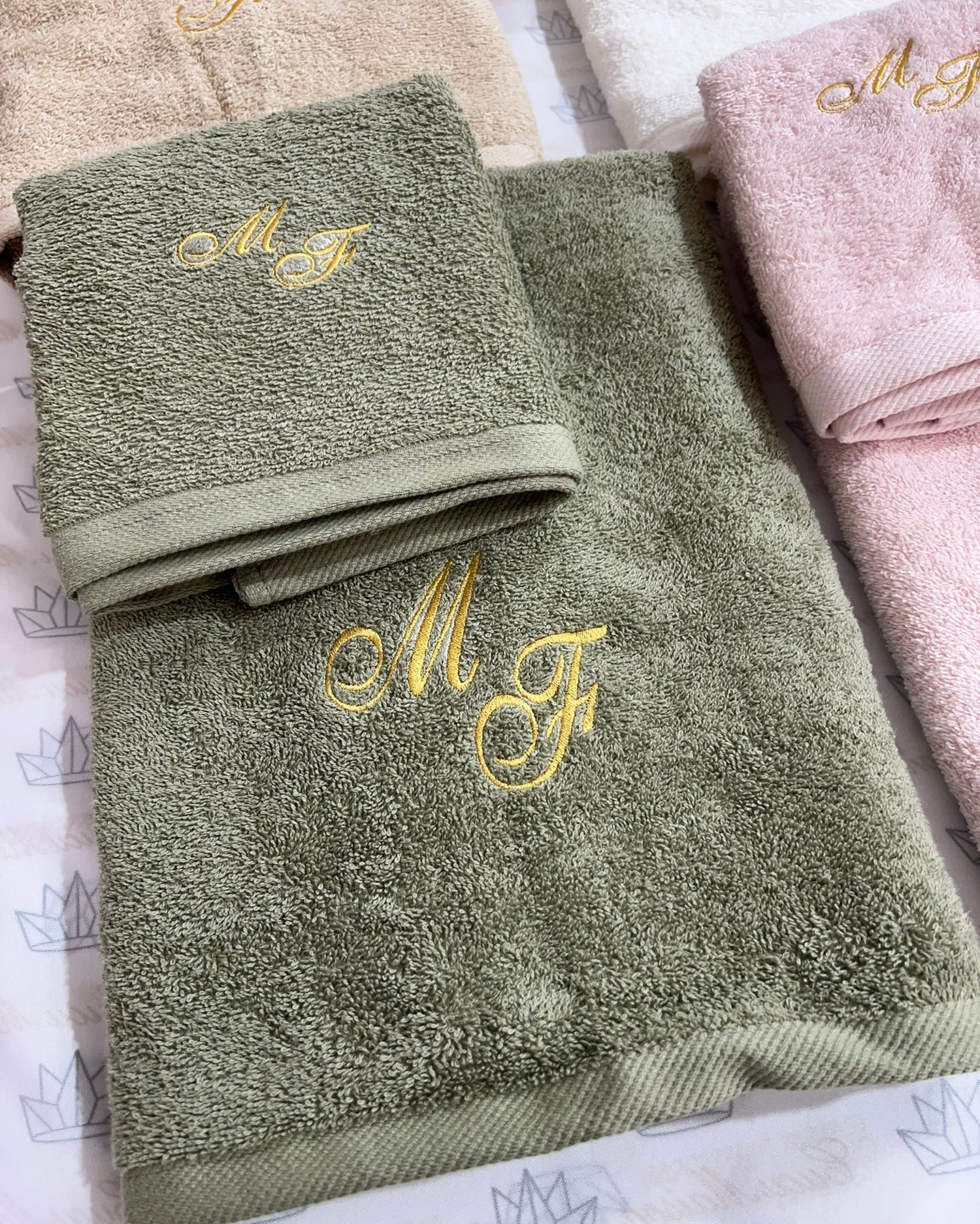 Asciugamani con monogramma | Set di 2 | Asciugamani turchi Asciugamani con monogramma | Set di 2 | Asciugamani turchi