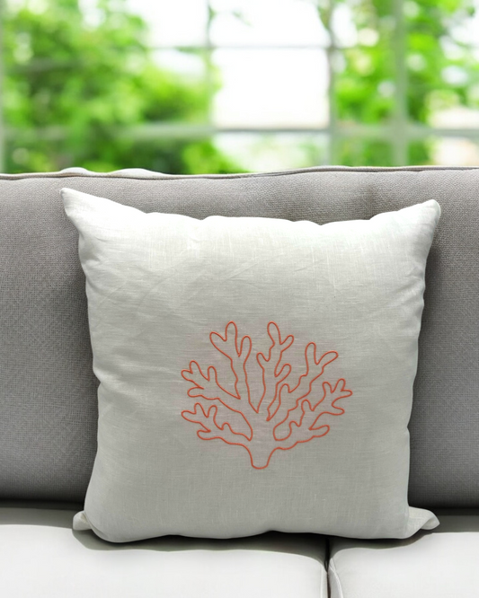 FEDERA IN LINO BIANCO CON CORALLO RICAMATO