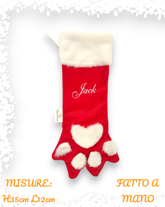 CALZA DOLCE ZAMPA IN VELLUTO RICAMO PERSONALIZZATO